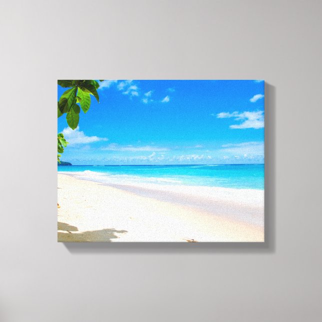 Toile Photo d'une belle plage tropicale ensoleillée (Recto)
