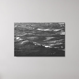 Toile Photo en noir et blanc d'une mer orageuse