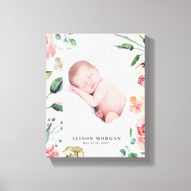 Toile photo florale blush de minuit bébé (Recto)