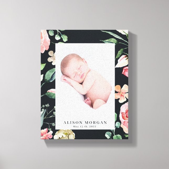 Toile photo florale blush de minuit bébé (Recto)