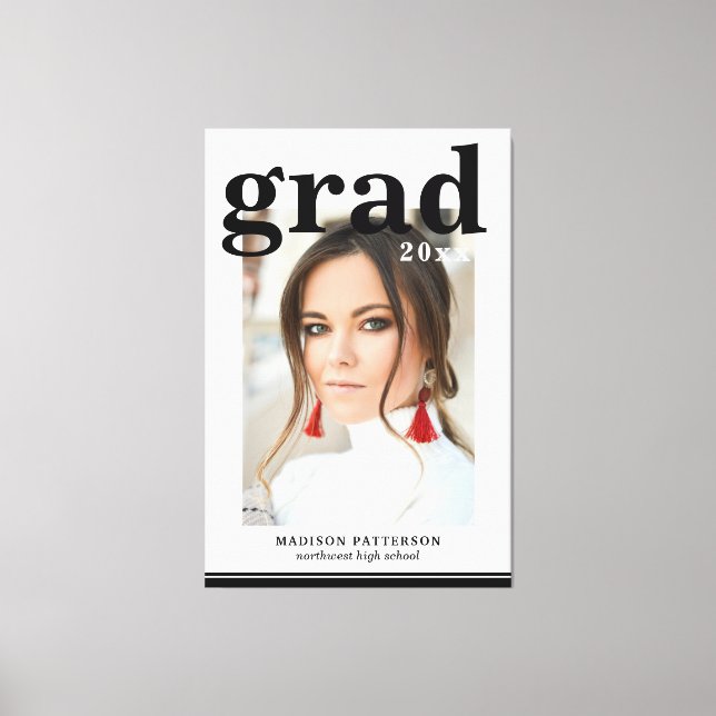 Toile Photo Graduation Party Élégant Script moderne (Recto)