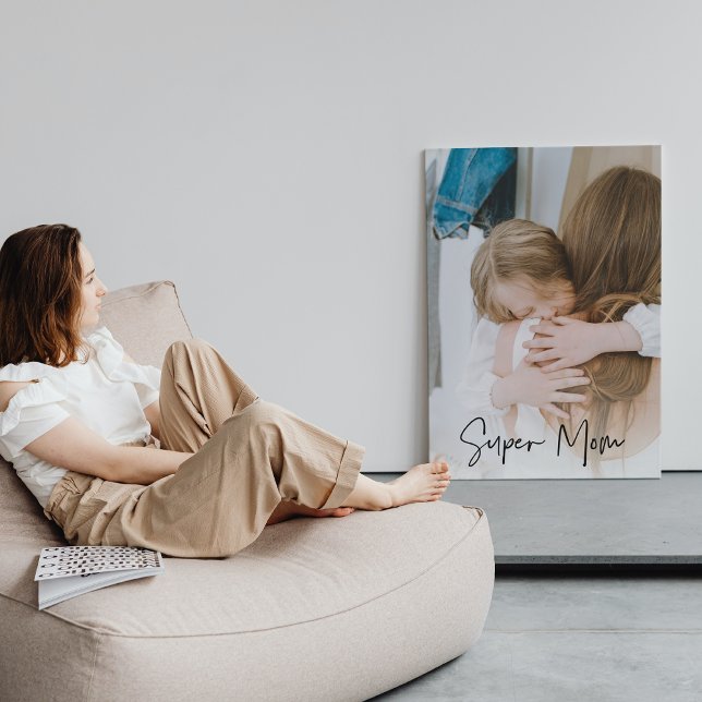 Toile Photo maman moderne et texte super maman | Cadeau  (Créateur téléchargé)