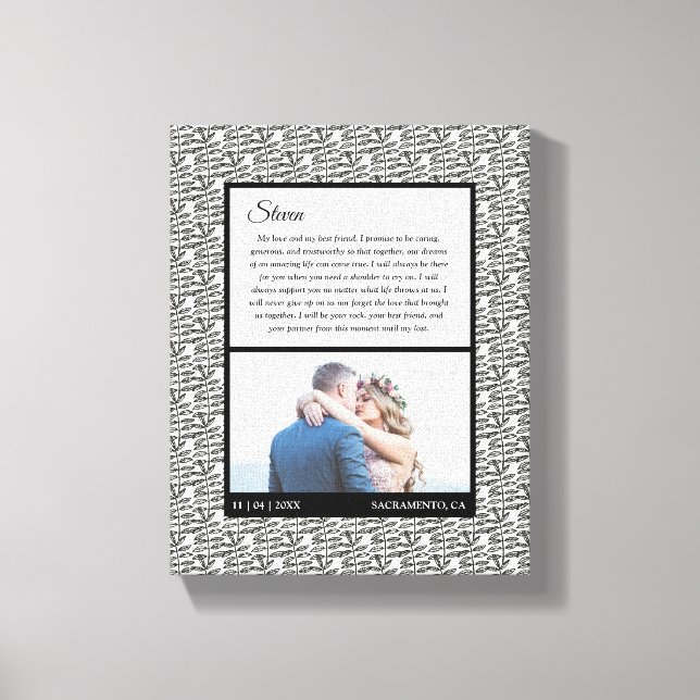 Toile Photo Mariage moderne noir et blanc Vow de mariage (Recto)