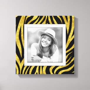 Toile Photo personnalisée Gold Zebra