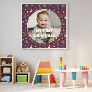 Toile Photo personnalisée Premiers cadeaux de Noël pour