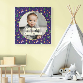 Toile Photo personnalisée Premiers cadeaux de Noël pour