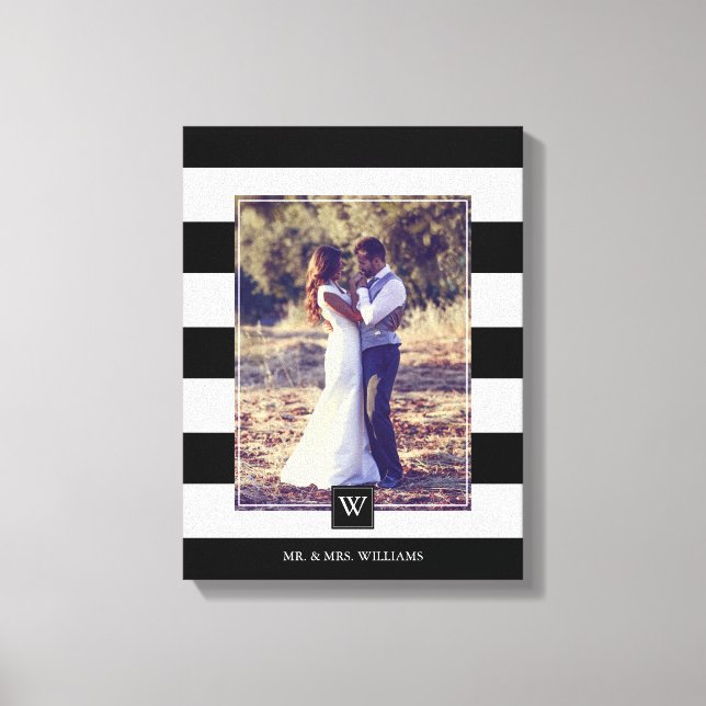 Toile Photos Monogrammes de rayures noir et blanc modern (Recto)