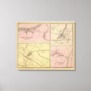 Toile Pi Fairfield, île de Presque, carte de caribou