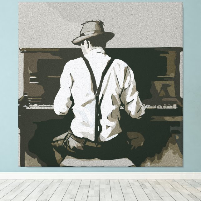 Toile Pianiste vintage en Harmonie (Insitu (Plancher de Bois))