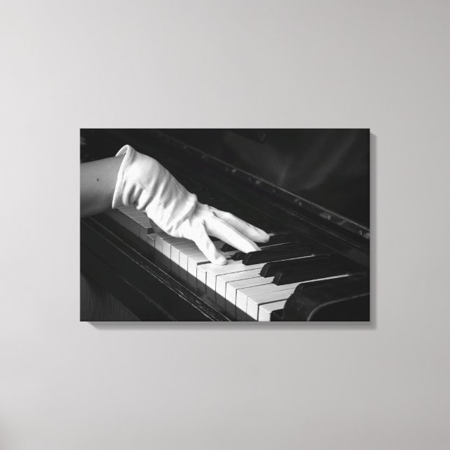 Toile Piano macro closeup, Jouer dans les gants (Recto)