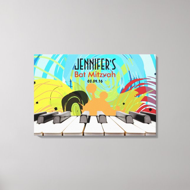 Toile Piano Player Girl Bat mitzvah Connexion Board (Recto)