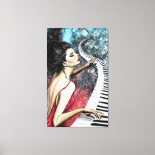 Toile Piano Woman Canvas Print