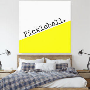 Toile PICKLEBALL Texte Bright Jaune Blanc Bloc de couleu