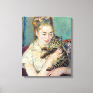 Toile Pierre-Auguste Renoir - Femme avec chat