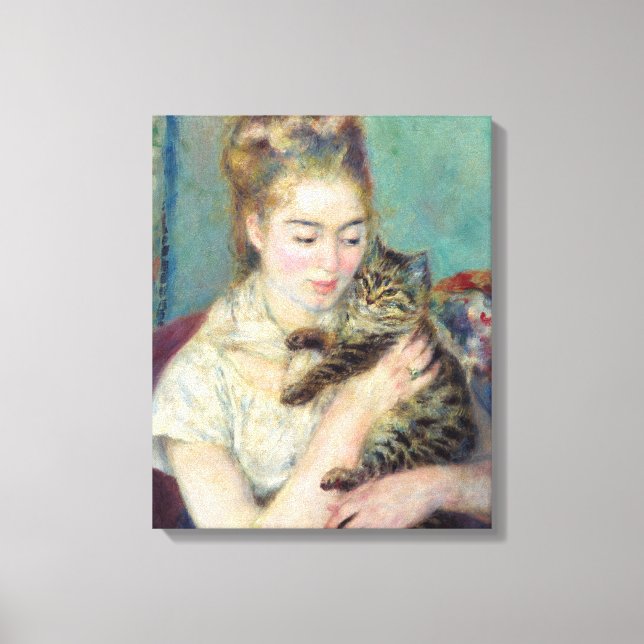 Toile Pierre-Auguste Renoir - Femme avec chat (Recto)