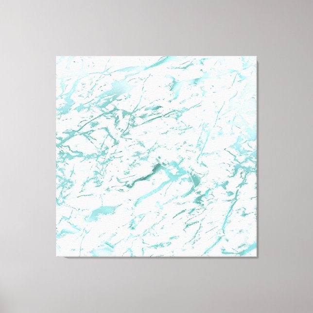 Toile Pierre de marbre Abstrait blanc Aqua bleu Tiffany  (Recto)