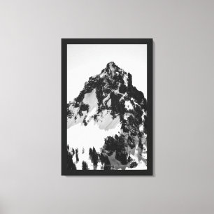 Toile Pierre, neige et arbres