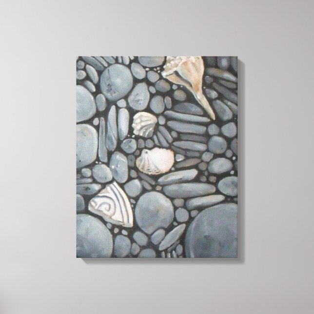 Toile Pierres de plage Coques Galets Rochers Peinture Ar (Recto)