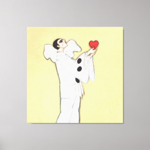 Toile Pierrot au cœur rouge de Sophia Chiostri
