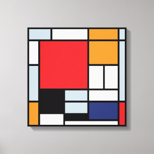 Toile Piet Mondrian - Composition avec un grand plan rou