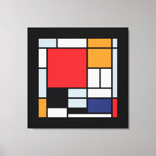 Toile Piet Mondrian - Composition avec un grand plan rou