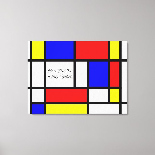 Toile Piet Mondrian Style Art Cote ou votre texte (Recto)