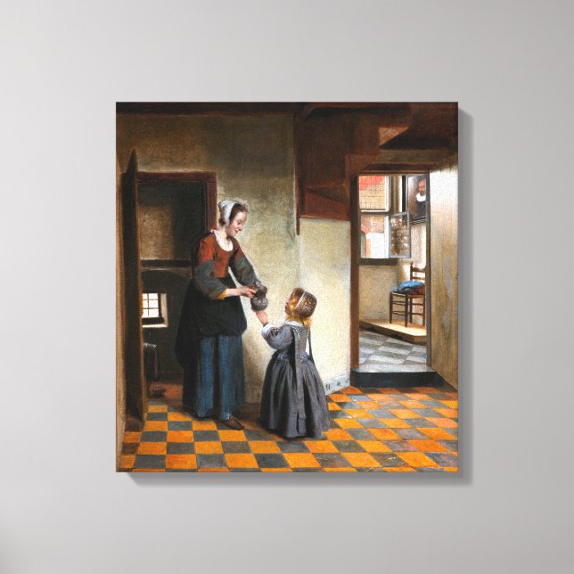 Toile Pieter de Hooch Une femme avec un enfant dans une  (Recto)