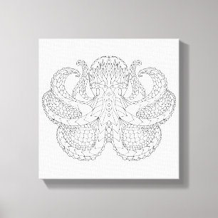 Toile Pieuvre à motifs ethniques 6