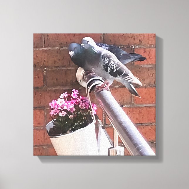 Toile Pigeon et Fleurs (Recto)