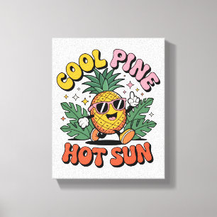 Toile Pine Cool Soleil Chaud Vibes Rétro Ananas Été