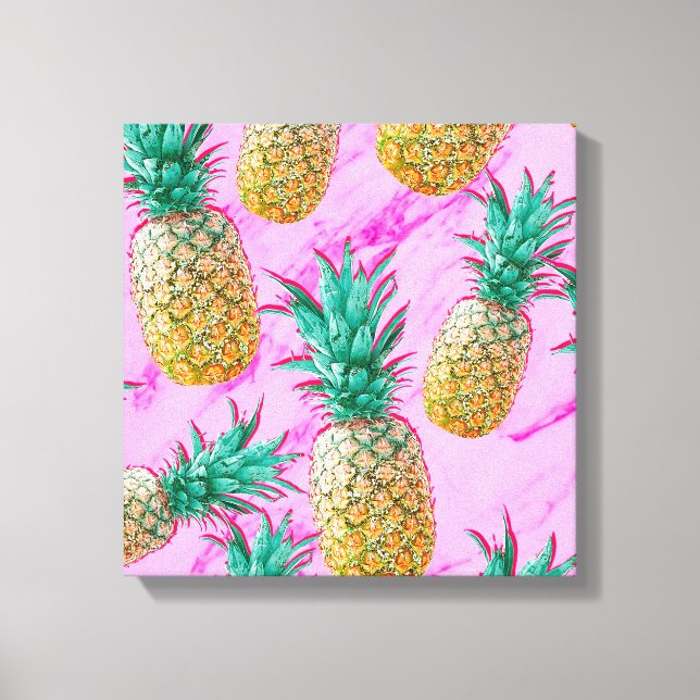 Toile Pineapples tropicales et Pink Marble Colorful (Recto)