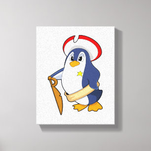 Toile Pingouin comme pirate avec Casquette