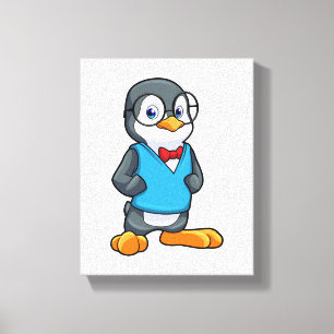 Toile Pingouin Nerd avec lunettes