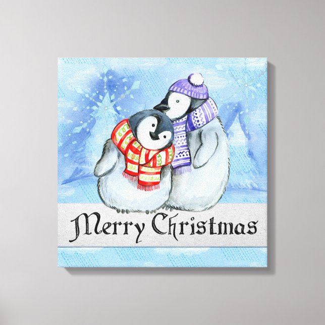 Toile Pingouins de Noël (Recto)