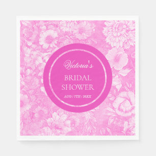 Toile Pink Floral Elegant Bridal Shower  Napkin