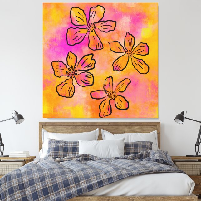Toile Pink Floral Pop (Insitu(Chambre))