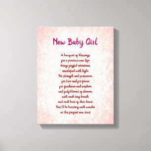 Toile Pink joli nouveau poème bébé fille