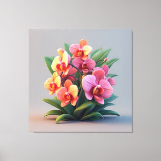 Toile Pink Orchid Flower Arrangement
