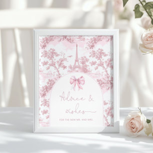 Toile pink Paris advice and wishes for Newlyweds Poster