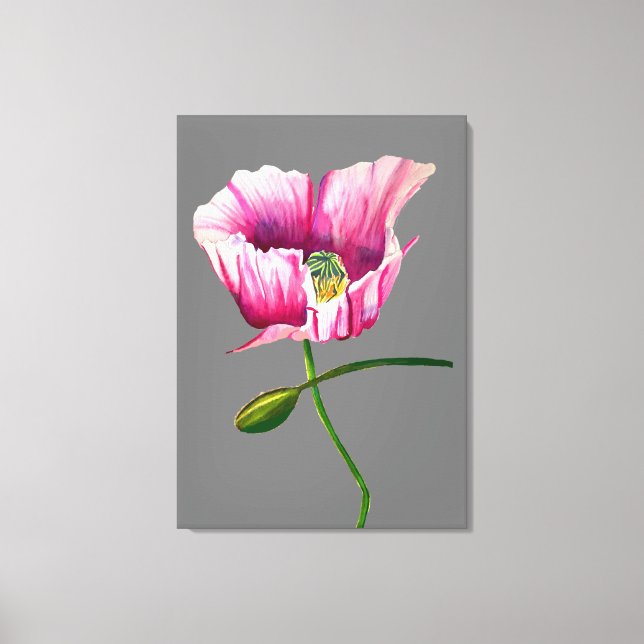 Toile Pink Pop aquarelle fleur joli art (Recto)