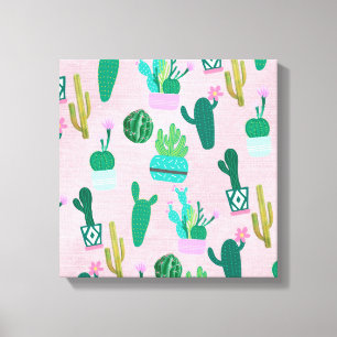Toile Pink Rustique Sud-Ouest Cactus Plantes
