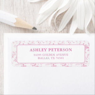 Toile Pink Vintage Floral Wedding Return Address