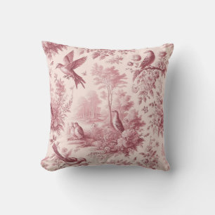Toile Pink Vintage Throw Pillow