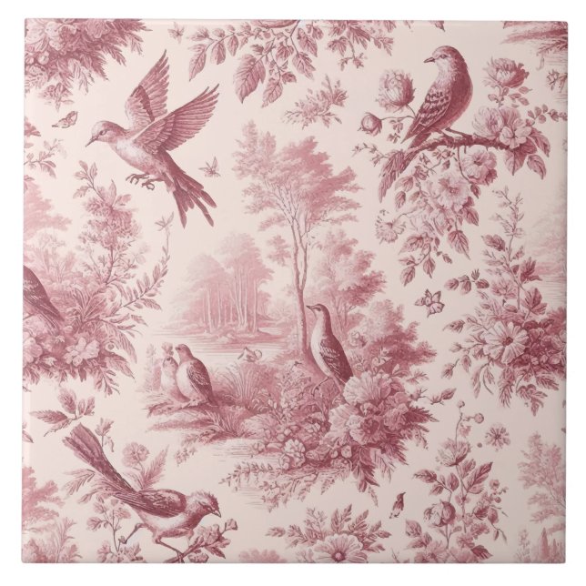 Toile Pink Vintage Tile (Front)