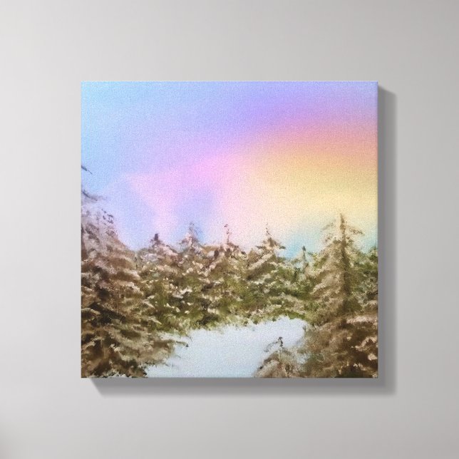 Toile Pins neigeux au lever du soleil Paysage hivernal o (Recto)