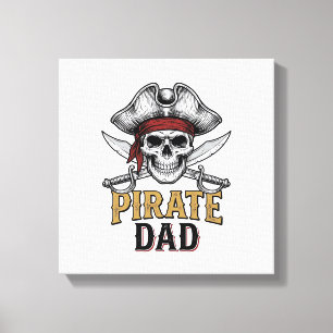 Toile Pirate Papa Crâne Épée Vintage Gravure T-Shirt_1