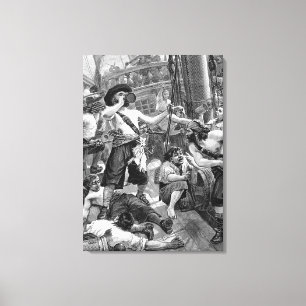 Toile Pirates vintages Lutte et boisson sur le navire