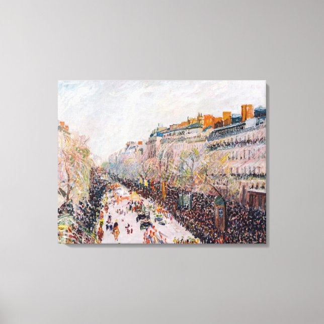 Toile Pissarro - Montmartre, Mardi Gras sur le boulevard (Recto)