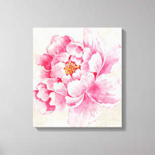 Toile Pivoine rose florale