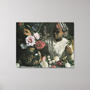Toile Pivoines de femme africaine par Frédéric Bazille, 